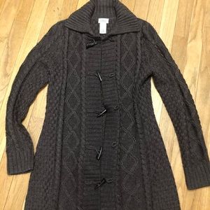Llbean long toggle sweater cardigan S